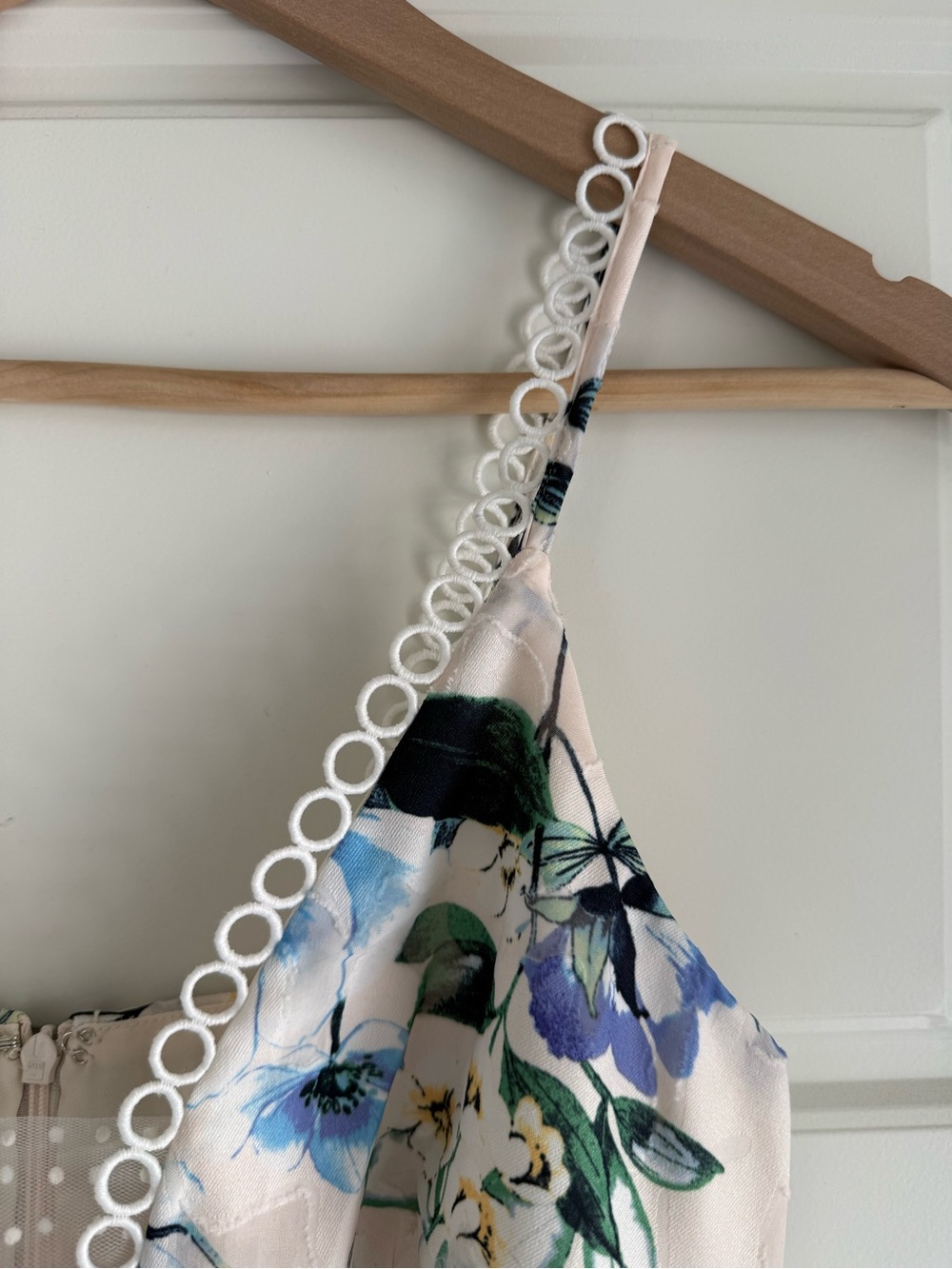 NWT Floral Lace-Trim Ruffle Slip Dress - Blue & Cream - Picture 6 of 13